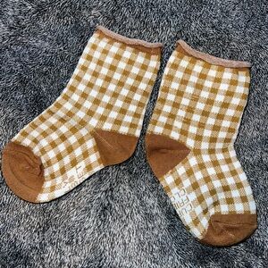 Checkered Brown Kids Socks